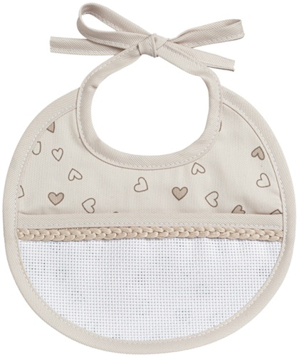 Round Bib - Little Hearts - Dove-grey