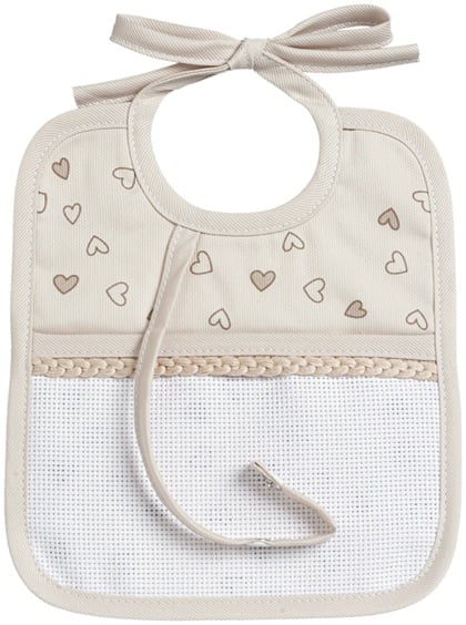 Baby Bib with Soother Holder - Little Hearts - Dove-grey