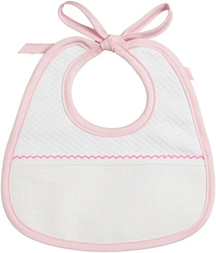 Oval Baby Bib - Little Hearts - Pink
