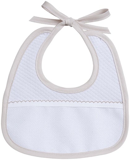 Oval Baby Bib - Little Hearts - Dove-grey