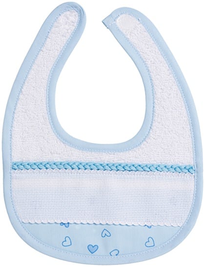 Terrycloth Baby Bib - Little hearts - Sky blue
