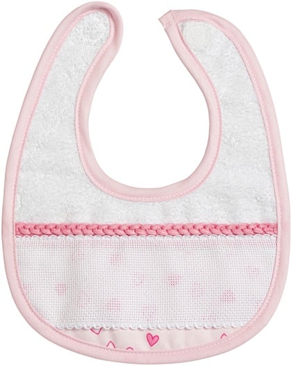 Terrycloth Baby Bib - Little hearts - Pink