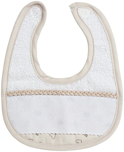 Terrycloth Baby Bib - Little hearts - Dove-grey