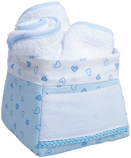 Toiletry pouch basket - Little Hearts - Blue sky