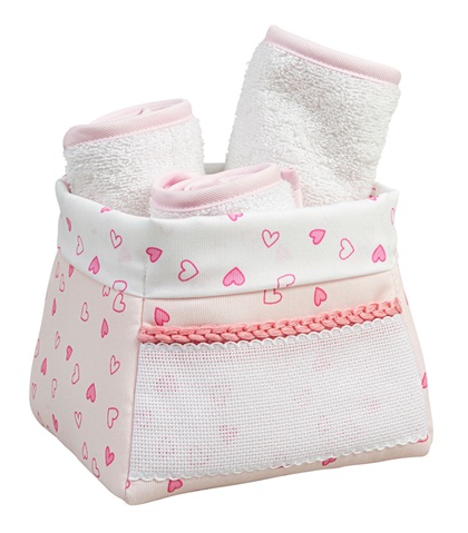 Toiletry pouch basket - Little Hearts - Pink