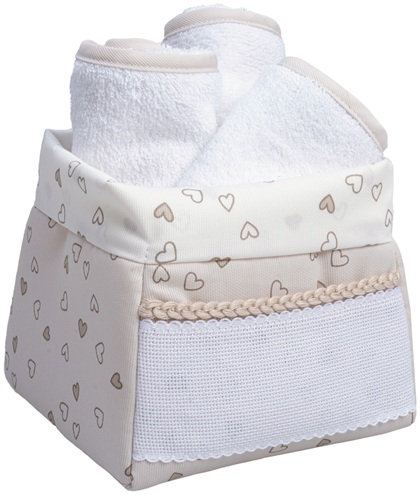 Toiletry pouch basket - Little Hearts - Dove-grey