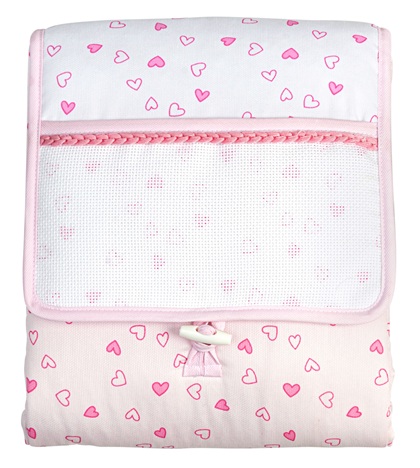 Portable changing mat - Little Hearts - Pink