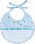 Round Bib - Little Hearts - Sky blue