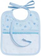 Baby Bib with Soother Holder - Little Hearts - Blue sky