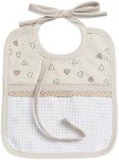 Baby Bib with Soother Holder - Little Hearts - Dove-grey