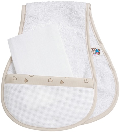 Shoulder Burping cloth - Little hearts - Dove-grey