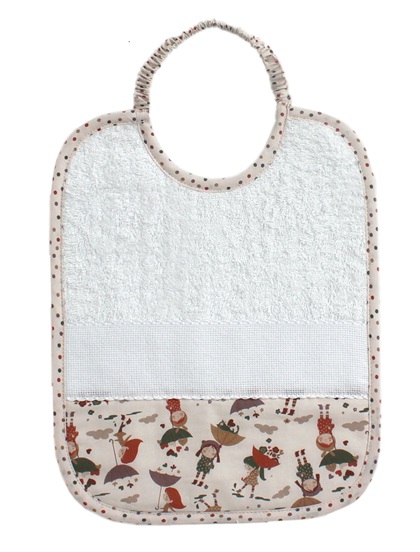 Terrycloth Bib - Little girls with umbrellas