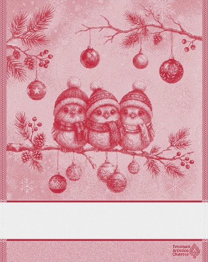 Kitchen towel - Cinguettio - Red Lurex