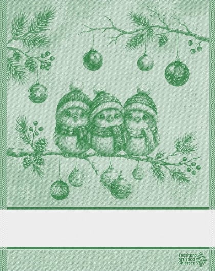 Kitchen towel - Cinguettio - Green Lurex