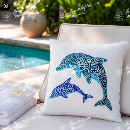 Cushion - Dolphin with calf