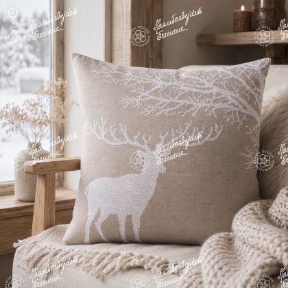 Cushion - Red deer with a maple tree