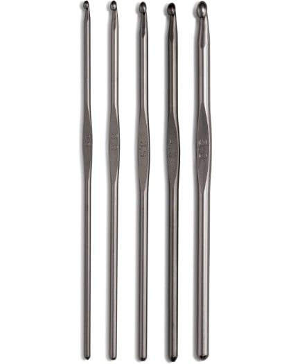 Assorted aluminum crochet hook set 2,5-5 mm - Gunmetal
