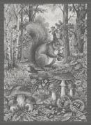 Kitchen towel - Tesori del Bosco - Anthracite - NO Aida