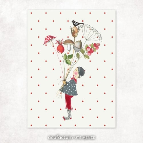 Textile label - Kind mit Strauß