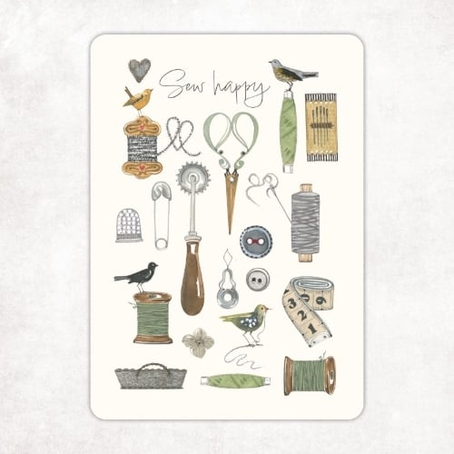 Postcard \"Sew Happy\"