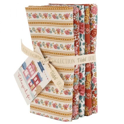 Tilda Village Life Fat Quarter Bundle Rust/Ochre