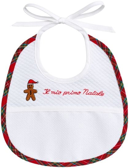 Baby Bib - My First Christmas - Gingerbread in Tartan