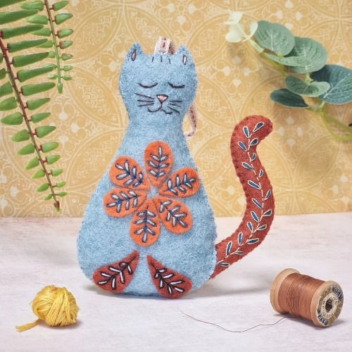Folk Embroidered Cat
