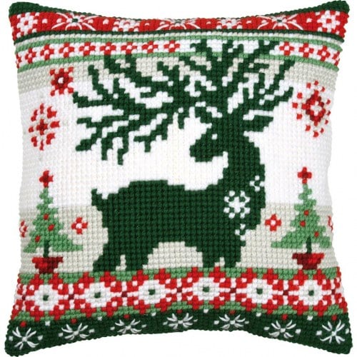 Cushion - Nordic evergreen reindeer
